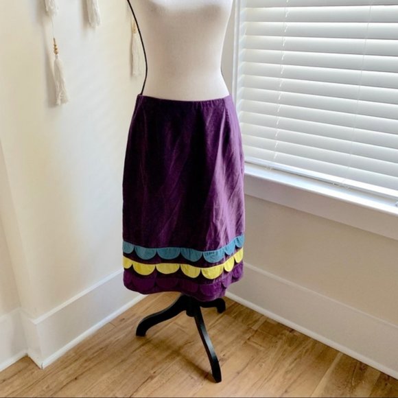 Nordstrom Purple Velvet scallop Trim Skirt by Boden - retro style - Picture 3 of 3